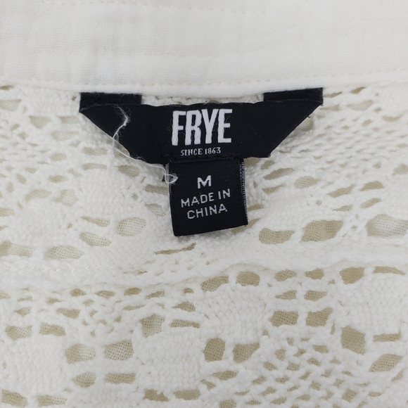 FRYE CREAM LACE EYELET BACK PANEL 100% COTTON SLEEVELESS BLOUSE TOP WOMEN MEDIUM - Picture 10 of 12